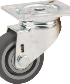 Rueda industrial giratoria en goma: Ø50 x 19 mm, placa soporte: 60 x 60 mm. Capacidad: 40 kg, Tente