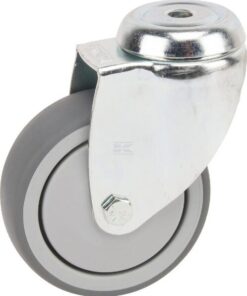 Rueda industrial giratoria en goma: Ø75 x 25 mm, orificio único para pasador. Capacidad: 75 kg, Tente