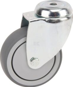 Rueda industrial giratoria en goma: Ø50 x 19 mm, orificio único para pasador. Capacidad: 40 kg, Tente