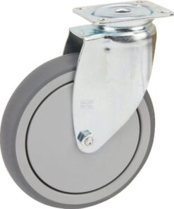 Rueda industrial giratoria en goma: Ø100 x 32 mm, placa soporte: 77 x 67 mm. Capacidad: 100 kg, Tente
