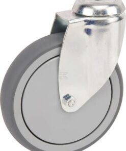 Rueda industrial giratoria en goma: Ø125 x 32 mm, orificio único para pasador. Capacidad: 100 kg, Tente