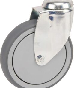 Rueda industrial giratoria en goma: Ø150 x 32 mm, orificio único para pasador. Capacidad: 100 kg, Tente