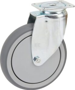 Rueda industrial giratoria en goma: Ø150 x 32 mm, placa soporte: 77 x 67 mm. Capacidad: 100 kg, Tente