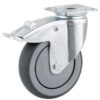Rueda industrial giratoria en goma: Ø50 x 19 mm, placa soporte con freno: 60 x 60 mm. Capacidad: 40 kg, Tente 5 Rueda industrial giratoria en goma: Ø50 x 19 mm, placa soporte con freno: 60 x 60 mm. Capacidad: 40 kg, Tente