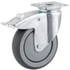 Rueda industrial giratoria en goma: Ø75 x 25 mm, placa soporte con freno: 60 x 60 mm. Capacidad: 75 kg, Tente