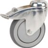 Rueda industrial giratoria en goma: Ø50 x 19 mm, orificio único para pasador con freno. Capacidad: 40 kg, Tente