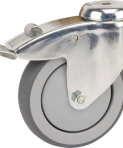 Rueda industrial giratoria en goma: Ø50 x 19 mm, orificio único para pasador con freno. Capacidad: 40 kg, Tente