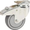 Rueda industrial giratoria en goma: Ø100 x 32 mm, placa soporte con freno: 77 x 67 mm. Capacidad: 100 kg, Tente