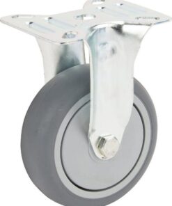 Rueda industrial fija en goma: Ø75 x 25 mm, placa de soporte: 67 x 60 mm. Capacidad: 75 kg, Tente