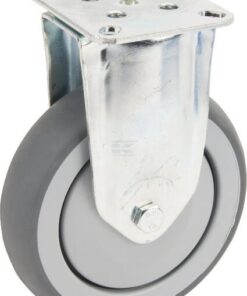 Rueda industrial fija en goma: Ø125 x 32 mm, placa de soporte: 77 x 67 mm. Capacidad: 100 kg, Tente