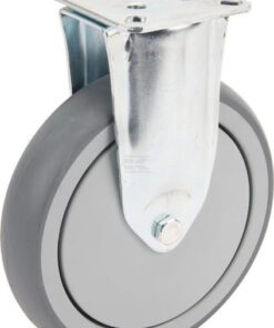 Rueda industrial fija en goma: Ø150 x 32 mm, placa de soporte: 77 x 67 mm. Capacidad: 100 kg, Tente