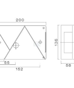Luz trasera LH rectangular, luz antiniebla, 12V, rojo/transparente, atornillable, 200x136x56mm, Bayoneta 5 polos, Multipunto IV