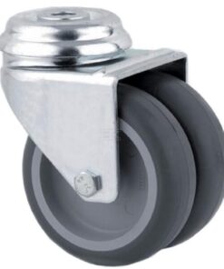Rueda industrial giratoria en goma: Ø75 x 25 mm, orificio único para pasador. Capacidad: 100 kg, Tente