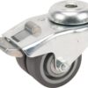 Rueda industrial giratoria en goma: Ø50 x 19 mm, orificio único para pasador con freno. Capacidad: 60 kg, Tente