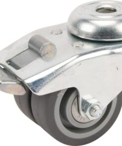Rueda industrial giratoria en goma: Ø50 x 19 mm, orificio único para pasador con freno. Capacidad: 60 kg, Tente
