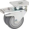 Rueda industrial giratoria en goma: Ø75 x 25 mm, placa soporte con freno: 77 x 67 mm. Capacidad: 100 kg, Tente