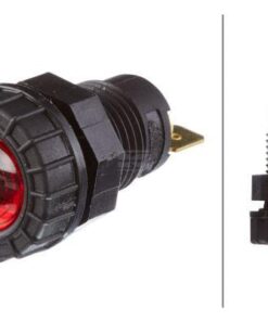 Indicador luminoso halógeno, redondo, 12/24 V, rojo, atornillable, terminal de cuchilla, Hella