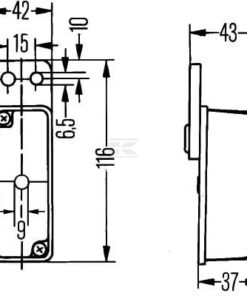 Luz de galibó 5 W, rectangular, 12 / 24 V, roja / blanca, atornillable, Hella