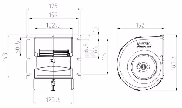 Single blower 12V, 023-A70-74D 2 Single blower 12V, 023-A70-74D