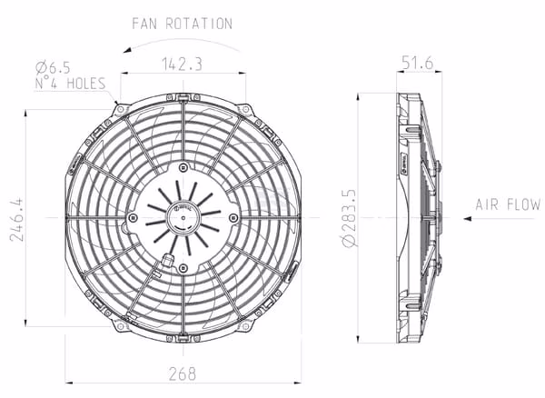 Ventilador 12V, 255mm, VA11-AP7/C-57S 3 Fan 12V, 255mm, VA11-AP7/C-57S