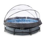 Piscina desmontable ø 300x76 cm (12 v) color gris piedra + cúpula