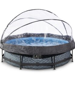 Piscina desmontable ø 300x76 cm (12 v) color gris piedra + cúpula