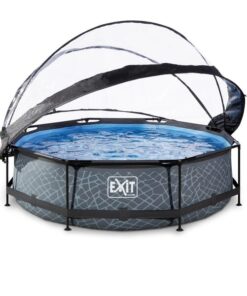 Piscina desmontable ø 300x76 cm (12 v) color gris piedra + cúpula