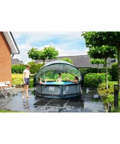 Piscina desmontable ø 300x76 cm (12 v) color gris piedra + cúpula