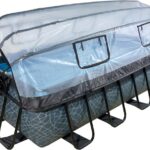 Piscina desmontable 4x2x1m piedra con cubierta