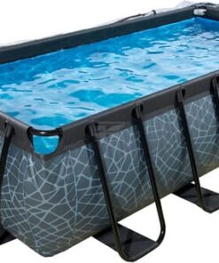 Piscina desmontable 4x2x1m piedra con cubierta