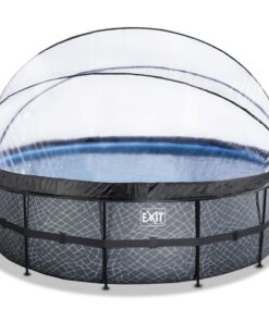 Piscina desmontable ø 450x122 cm (12 v filtro de arena) gris piedra + cúpula