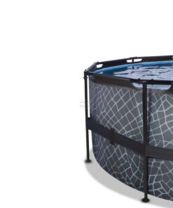 Piscina desmontable ø 450x122 cm (12 v filtro de arena) gris piedra + cúpula