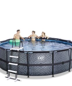 Piscina desmontable ø 450x122 cm (12 v filtro de arena) gris piedra + cúpula