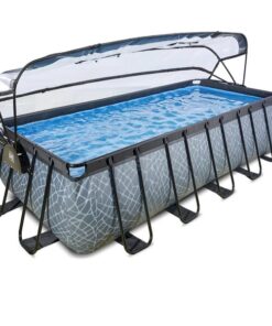 Piscina desmontable 540x250x122cm (filtro de arena 12v) gris piedra con cúpula