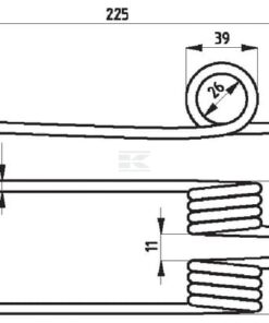 Spring tine for pick-up, 220x70x41, diameter  6