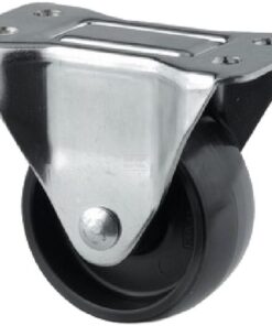 Rueda industrial fija en poliamida: Ø65 x 30 mm, placa de soporte: 95 x 54 mm. Capacidad: 120 kg, Tente