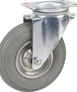 Rueda industrial giratoria en goma: Ø200 x 50 mm, placa soporte: 137 x 105 mm. Capacidad: 75 kg, Tente
