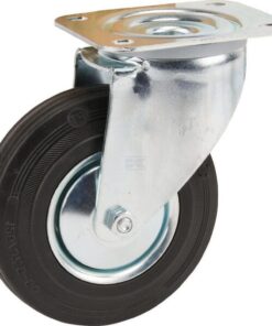 Rueda industrial giratoria en goma: Ø125 x 37 mm, placa soporte: 105 x 85 mm. Capacidad: 100 kg, Tente