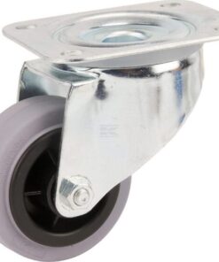 Rueda industrial giratoria en goma: Ø80 x 35 mm, placa soporte: 105 x 85 mm. Capacidad: 70 kg, Tente