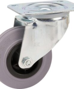 Rueda industrial giratoria en goma: Ø100 x 35 mm, placa soporte: 105 x 85 mm. Capacidad: 75 kg, Tente