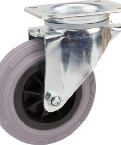 Rueda industrial giratoria en goma: Ø160 x 40 mm, placa soporte: 137 x 105 mm. Capacidad: 135 kg, Tente