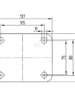 Rueda industrial giratoria en goma: Ø200 x 50 mm, placa soporte: 137 x 105 mm. Capacidad: 205 kg, Tente 6 Rueda industrial giratoria en goma: Ø200 x 50 mm, placa soporte: 137 x 105 mm. Capacidad: 205 kg, Tente