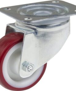 Rueda industrial giratoria en poliuretano: Ø80 x 32 mm, placa de soporte: 105 x 85 mm. Capacidad: 100 kg, Tente
