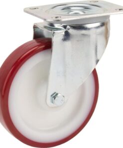 Rueda industrial giratoria en poliuretano: Ø125 x 32 mm, placa soporte: 105 x 85 mm. Capacidad: 200 kg, Tente