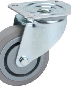Rueda industrial giratoria en goma: Ø100 x 34 mm, placa soporte: 105 x 85 mm. Capacidad: 160 kg, Tente