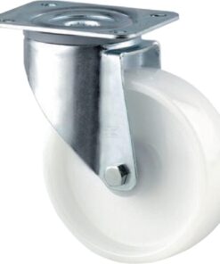 Rueda industrial giratoria en poliamida: Ø80 x 34 mm, placa soporte: 105 x 85 mm. Capacidad: 200  kg, Tente