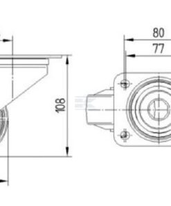 Rueda industrial giratoria en poliamida: Ø80 x 34 mm, placa soporte: 105 x 85 mm. Capacidad: 200  kg, Tente