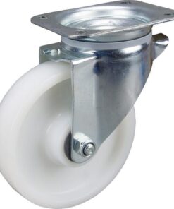 Rueda industrial giratoria en poliamida: Ø160 x 40 mm, placa soporte: 137 x 105 mm. Capacidad: 350 kg, Tente