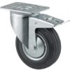 Rueda industrial giratoria en goma: Ø125 x 37 mm, placa soporte con freno: 105 x 85 mm. Capacidad: 100 kg, Tente 5 Rueda industrial giratoria en goma: Ø125 x 37 mm, placa soporte con freno: 105 x 85 mm. Capacidad: 100 kg, Tente