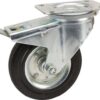 Rueda industrial giratoria en goma: Ø160 x 40 mm, placa soporte con freno: 137 x 105 mm. Capacidad: 135 kg, Tente 8 Rueda industrial giratoria en goma: Ø160 x 40 mm, placa soporte con freno: 137 x 105 mm. Capacidad: 135 kg, Tente